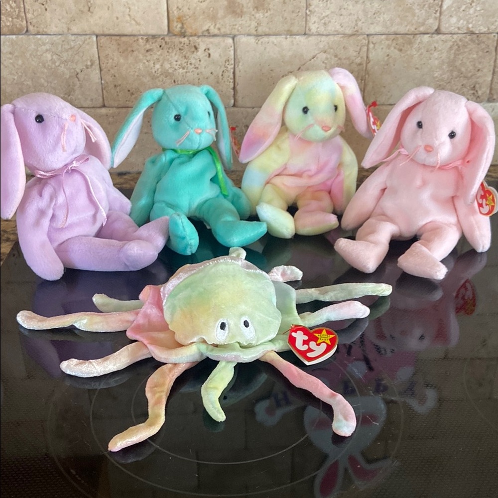 TY Pastel Plush Bunny and Octopus Set